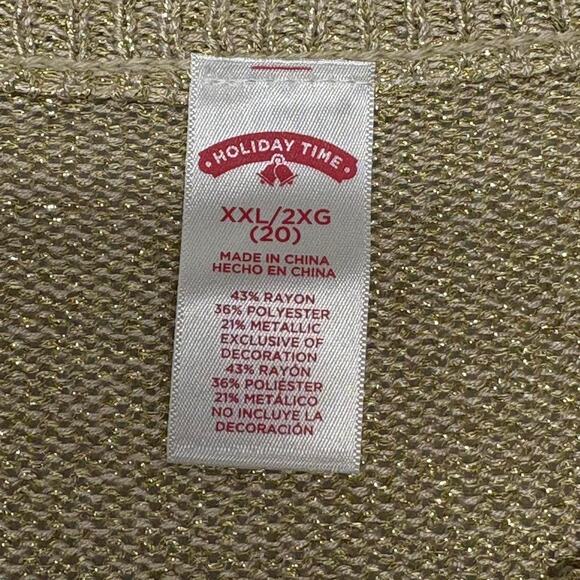 Metallic Sparkle Gold Ruffle Sleeve 3D Christmas Tree Ugly Christmas Sweater XXL - Picture 3 of 8